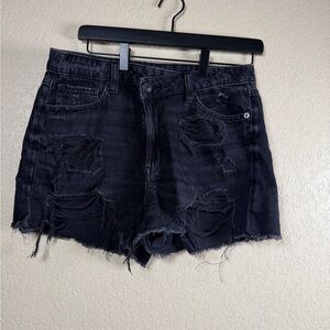 American Eagle Outfitters Black Ripped Jean Shorts